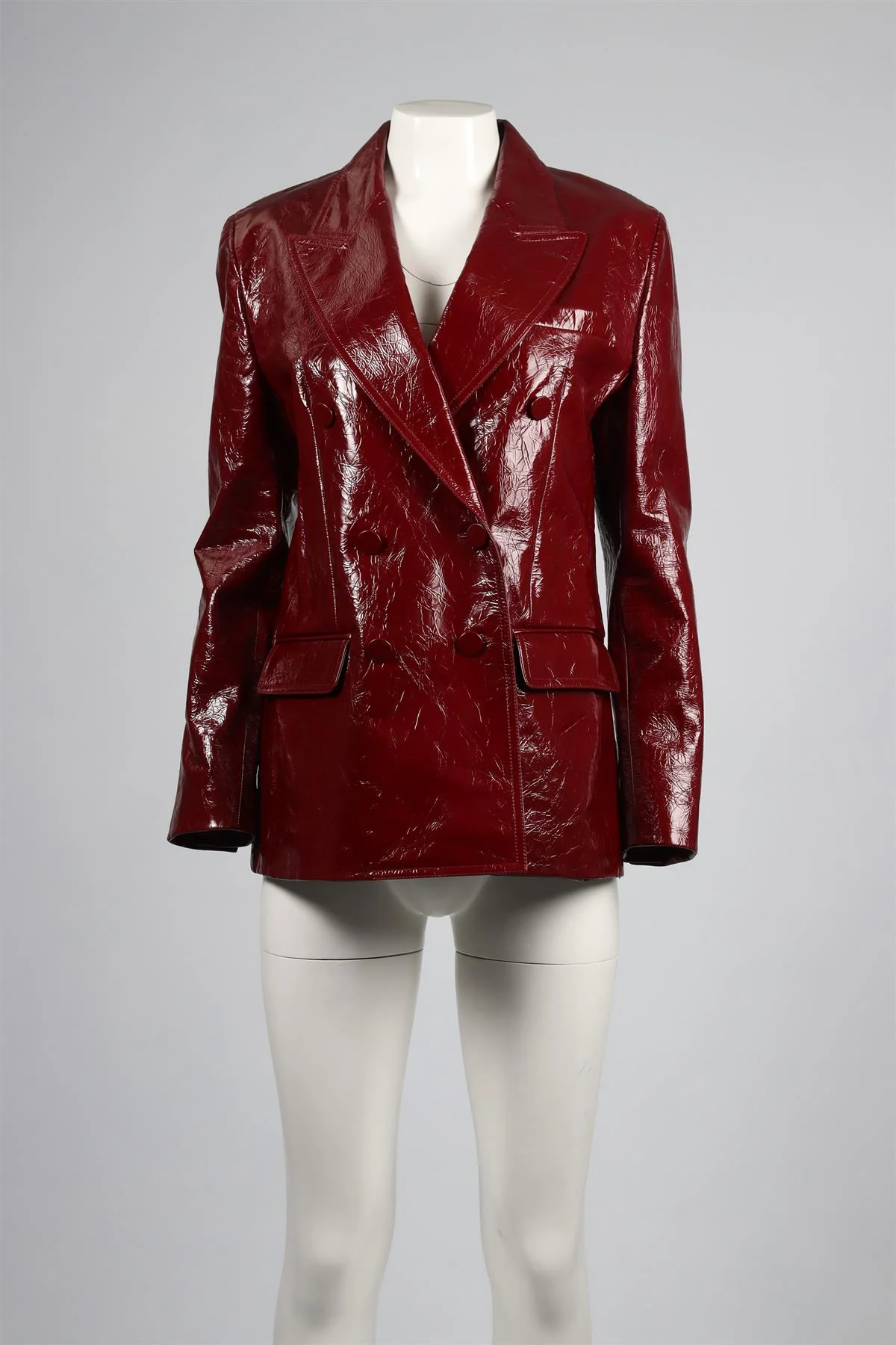 GUCCI RED 2024 PATENT LEATHER BLAZER IT 44 UK 12 - Image 2