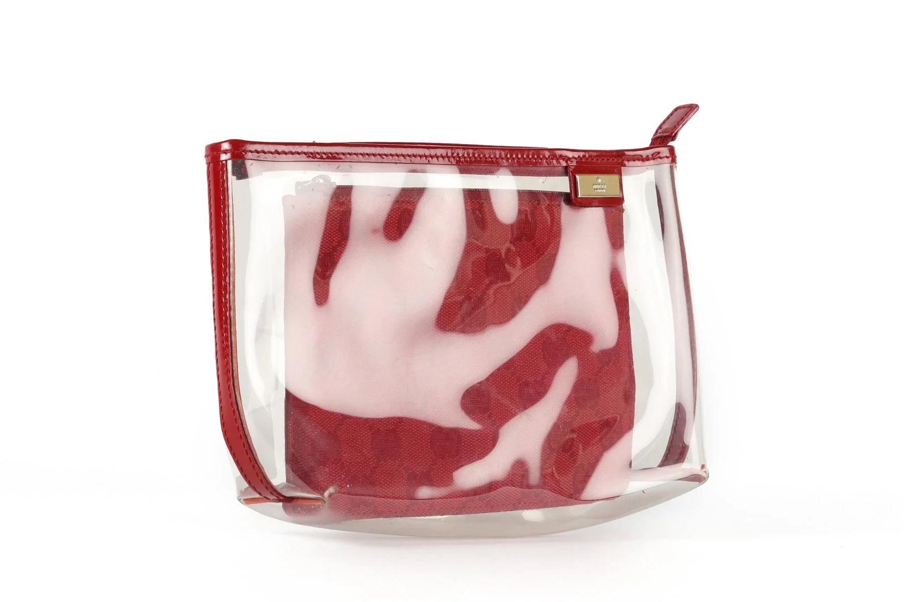 GUCCI RED GG CANVAS AND PVC 2 IN 1 COSMETIC POUCH - Image 3