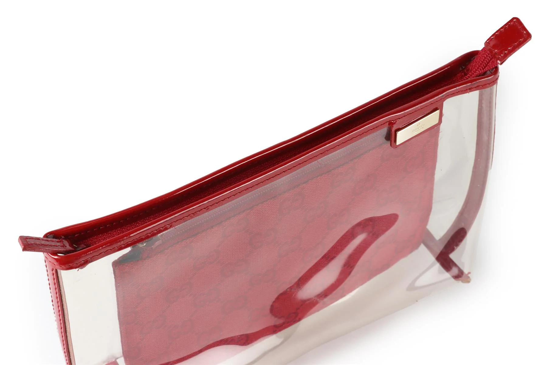 GUCCI RED GG CANVAS AND PVC 2 IN 1 COSMETIC POUCH - Image 9