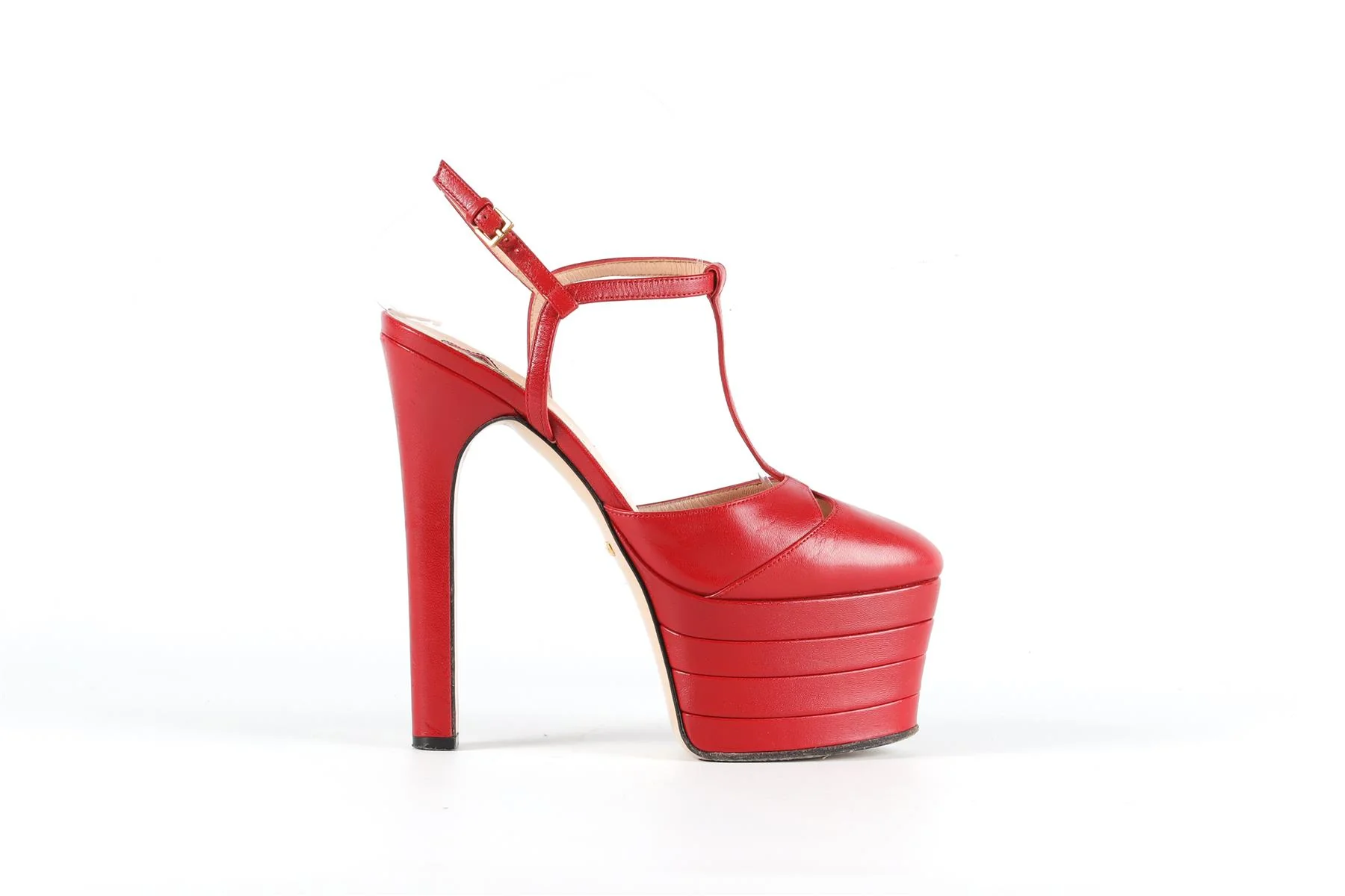 GUCCI RED LEATHER PLATFORM PUMPS EU 37 UK 4 US 7 - Image 2