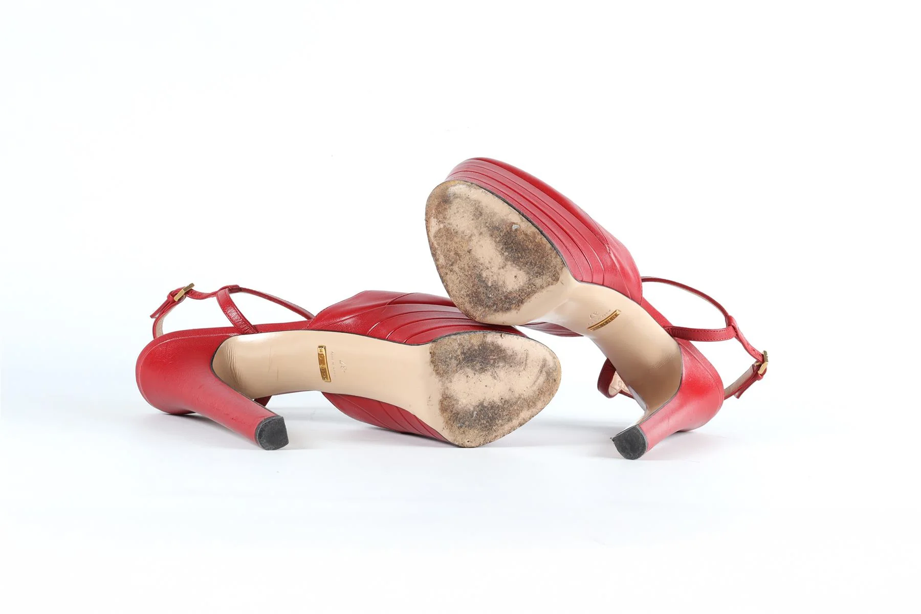 GUCCI RED LEATHER PLATFORM PUMPS EU 37 UK 4 US 7 - Image 6