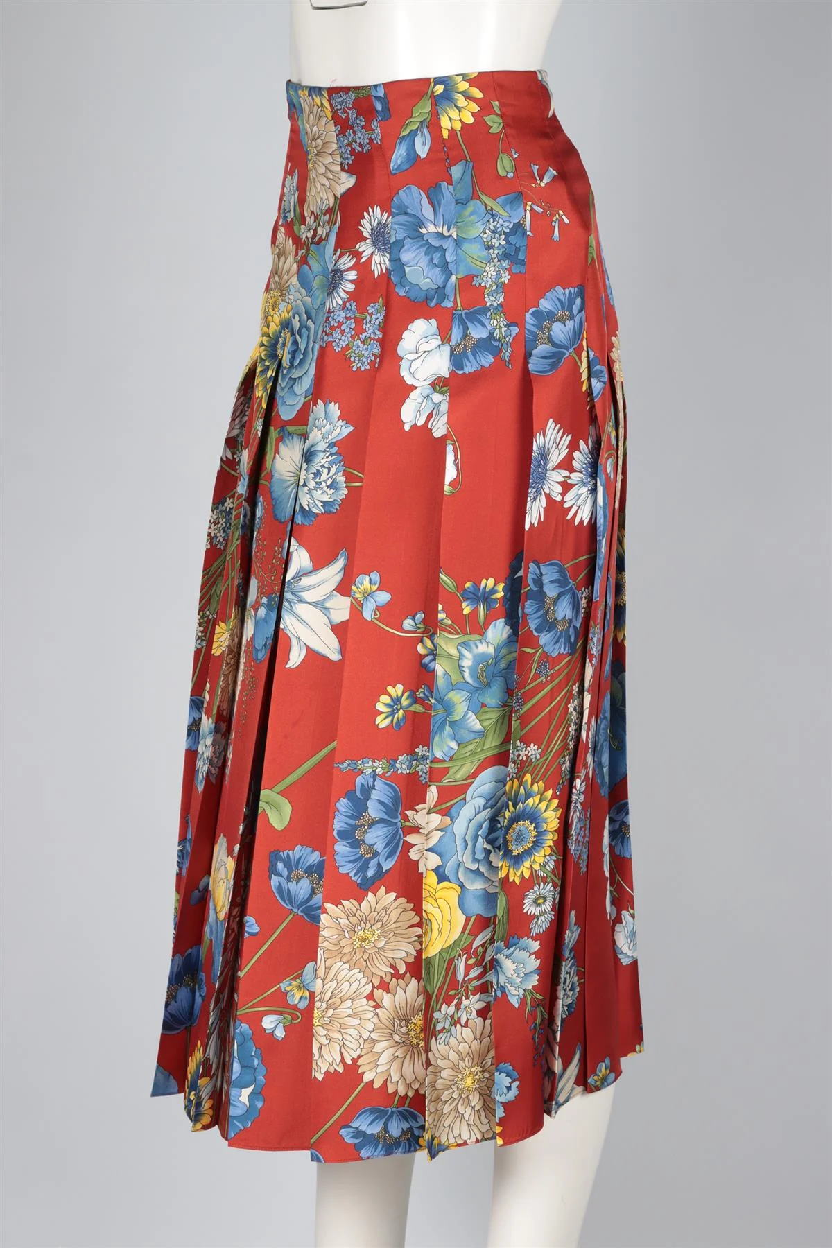 GUCCI RED SILK MIDI SKIRT IT 44 UK 12 - Image 3