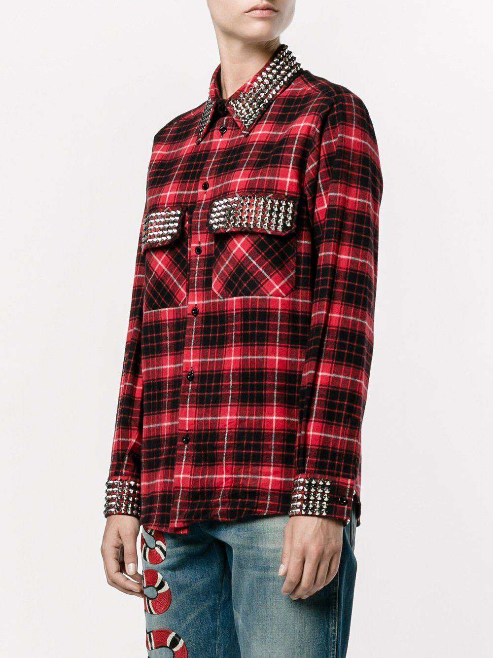 GUCCI STUDDED PLAID SHIRT IT 40 UK 8 - Image 2