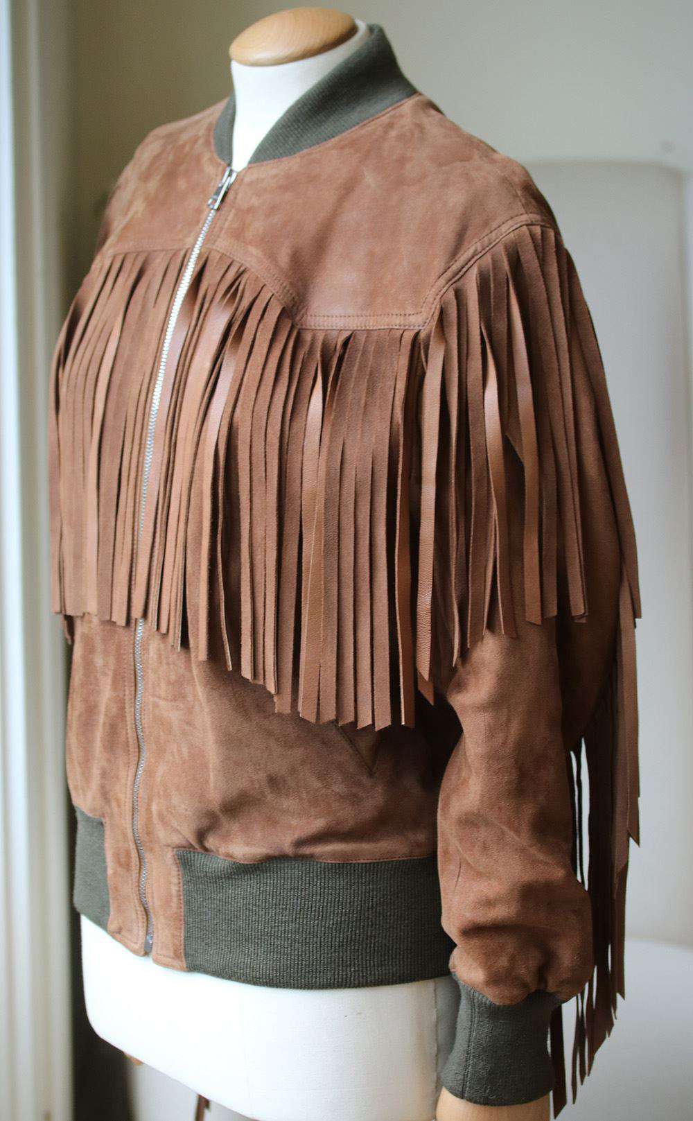 GUCCI SUEDE FRINGE BOMBER JACKET IT 38 UK 6 - Image 4