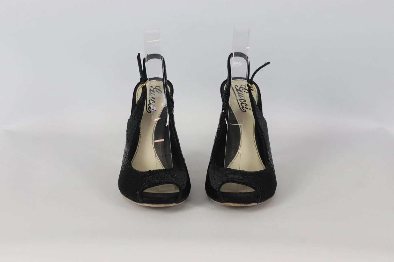 GUCCI VINTAGE SEQUINED SATIN SLINGBACK PUMPS EU 38.5 UK 5.5 US 8.5 - Image 3