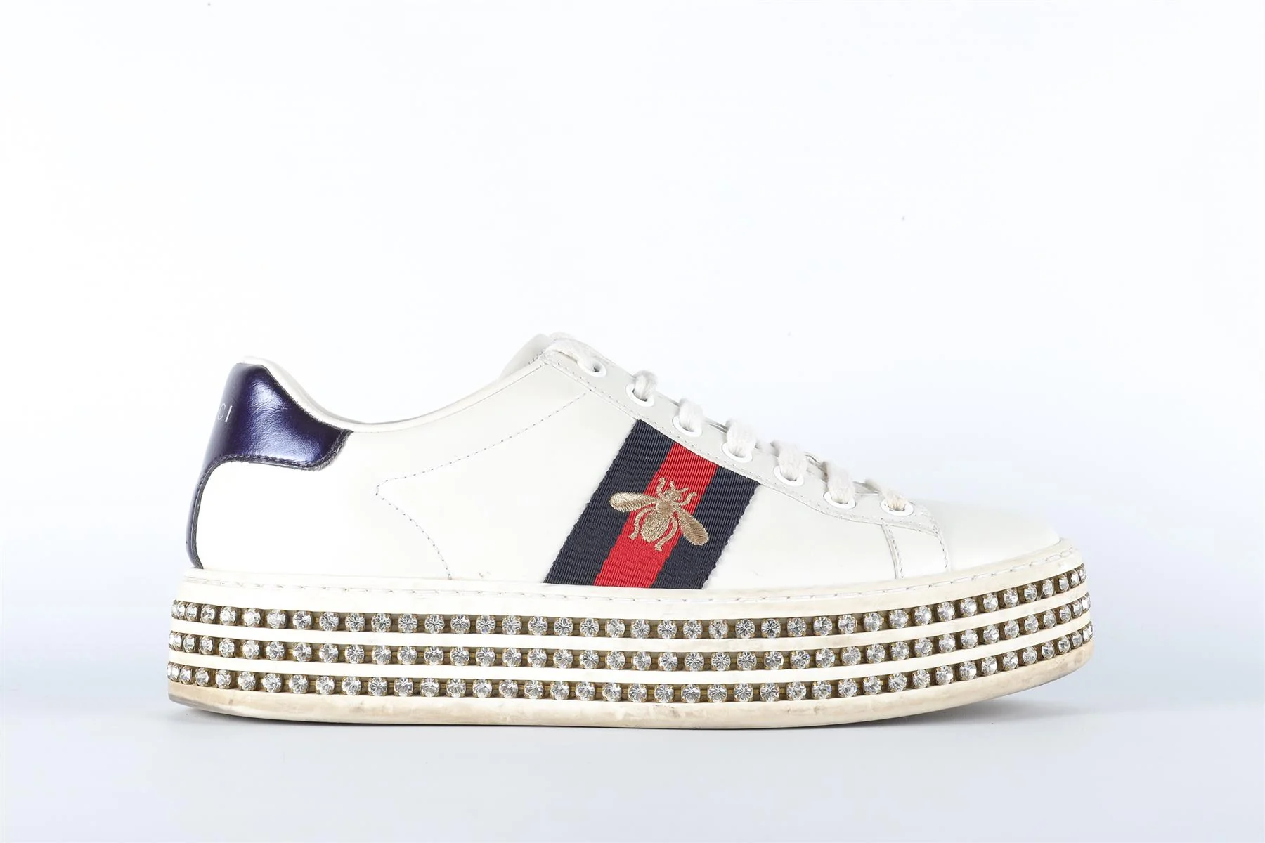 GUCCI WHITE ACE LEATHER PLATFORM SNEAKERS EU 36.5 UK 3.5 US 6.5 - Image 2