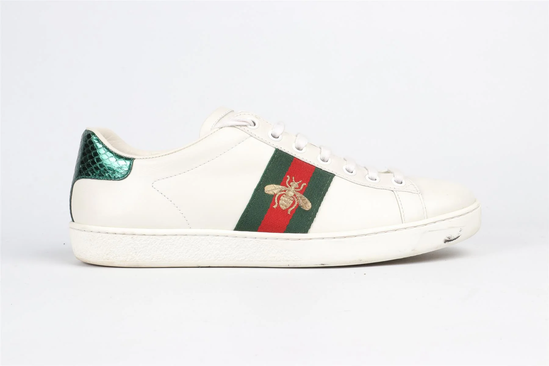 GUCCI WHITE ACE LEATHER SNEAKERS EU 37.5, UK 4.5, US 7.5 - Image 2