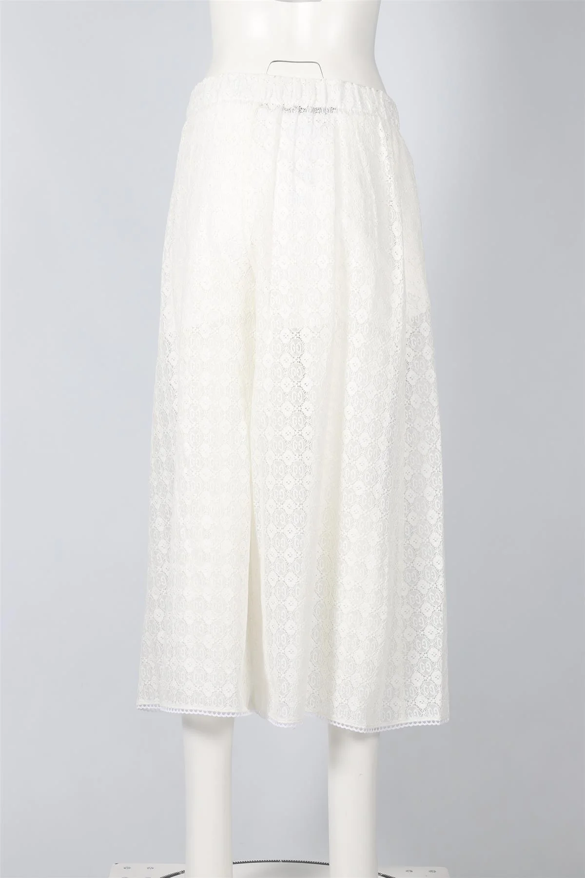 GUCCI WHITE GG LACE WIDE LEG PANTS IT 38 UK 6 - Image 4