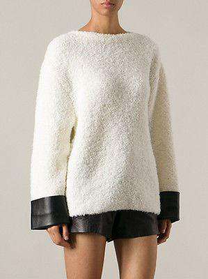 GUCCI WOOL BLEND SWEATER WITH LEATHER CUFFS SMALL - Image 3