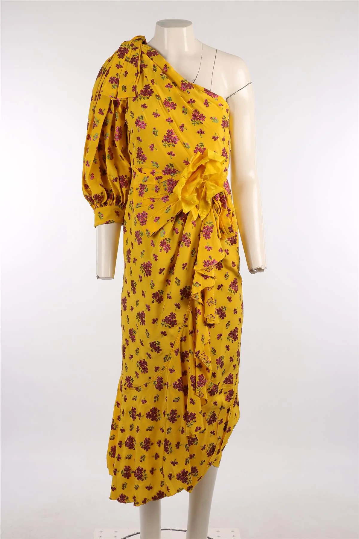 GUCCI YELLOW SILK MIDI DRESS IT 40 UK 8 - Image 2