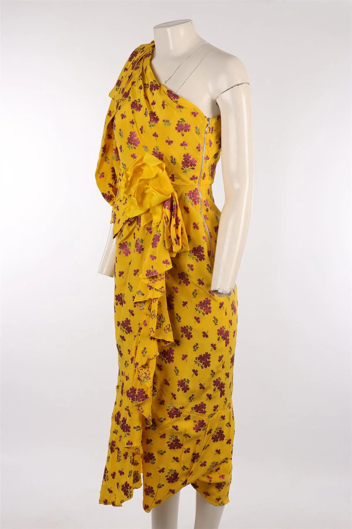 GUCCI YELLOW SILK MIDI DRESS IT 40 UK 8 - Image 3