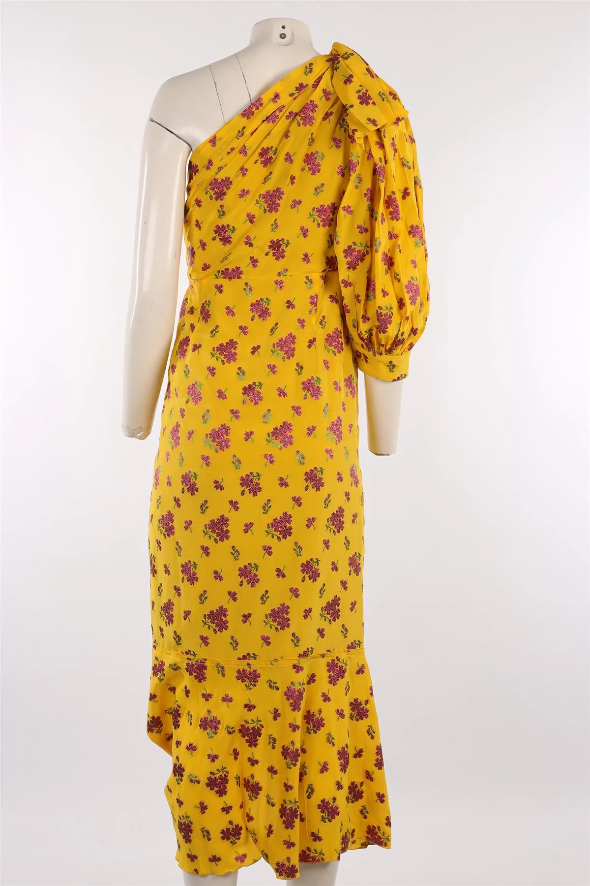 GUCCI YELLOW SILK MIDI DRESS IT 40 UK 8 - Image 4