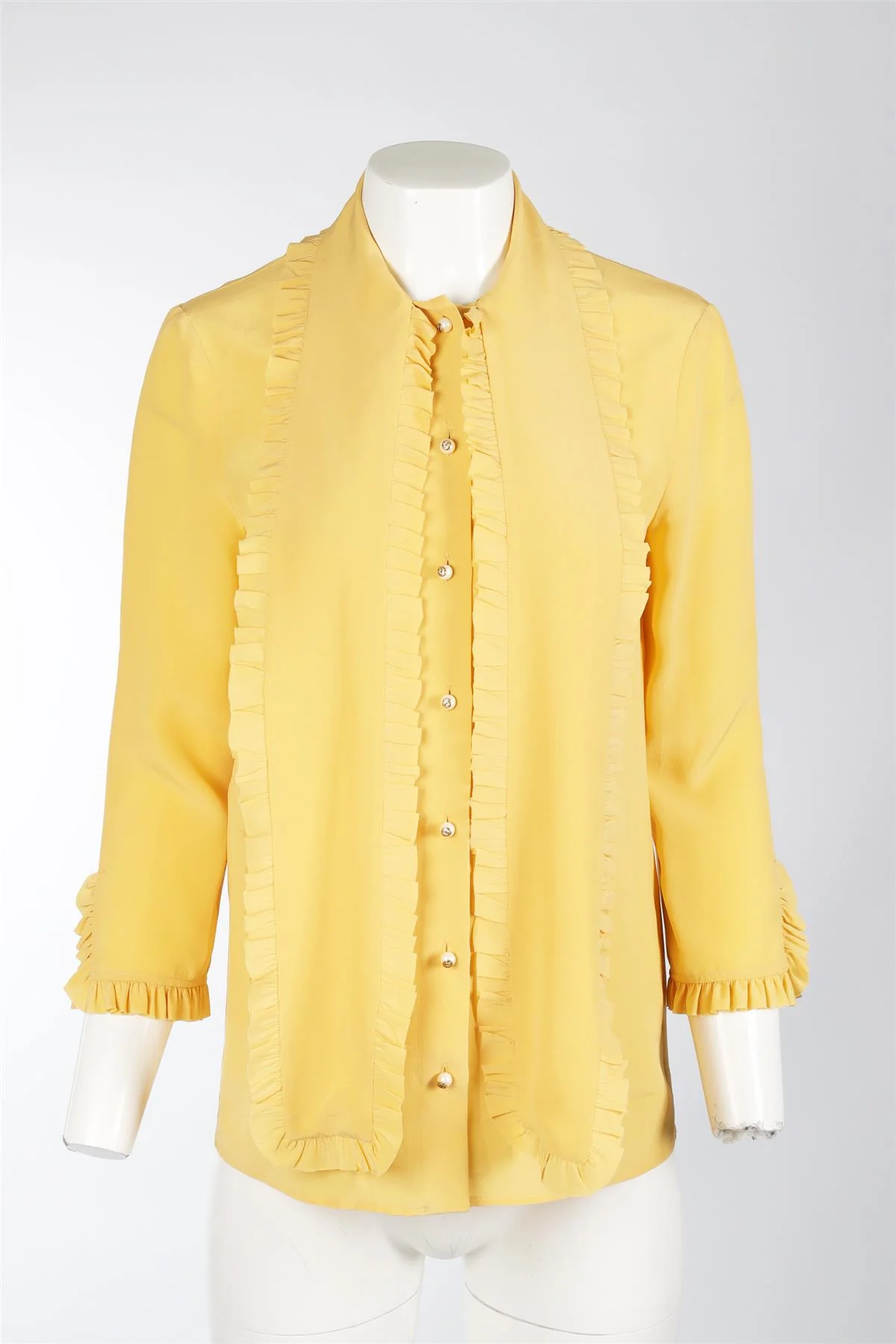 GUCCI YELLOW SILK SHIRT IT 40 UK 8 - Image 2