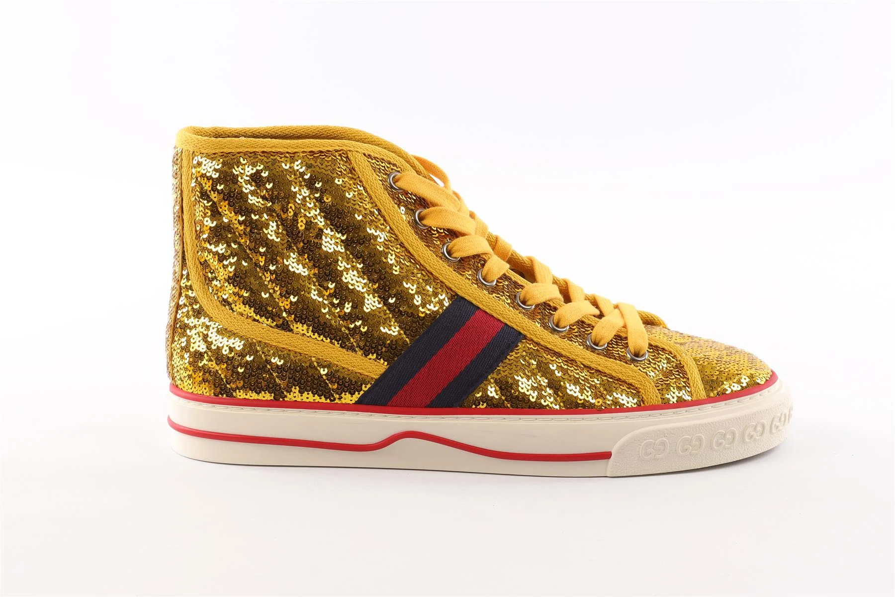 GUCCI YELLOW TENNIS 1977 SEQUIN SNEAKERS EU 38 UK 5 US 8 - Image 2