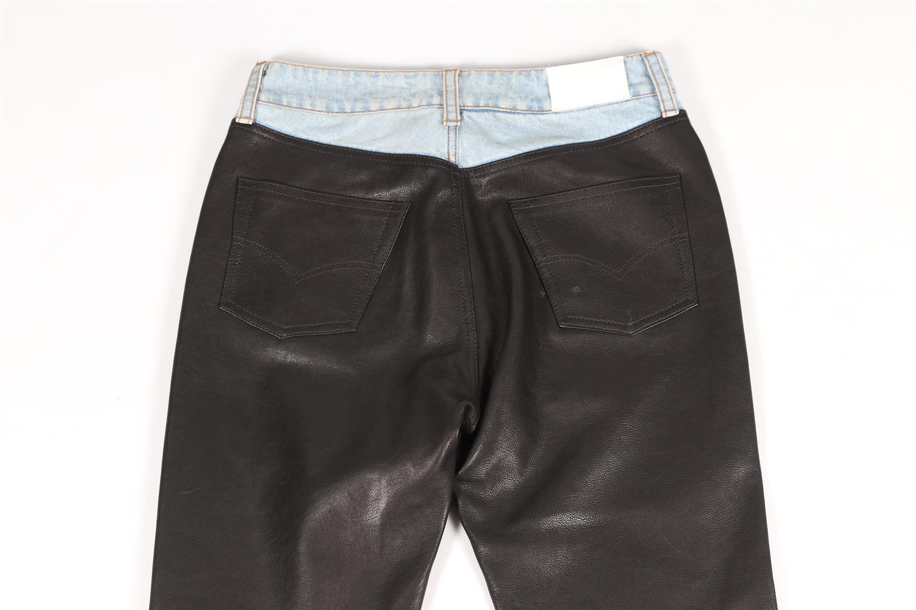 HALFBOY BLACK LEATHER STRAIGHT LEG PANTS SMALL - Image 5