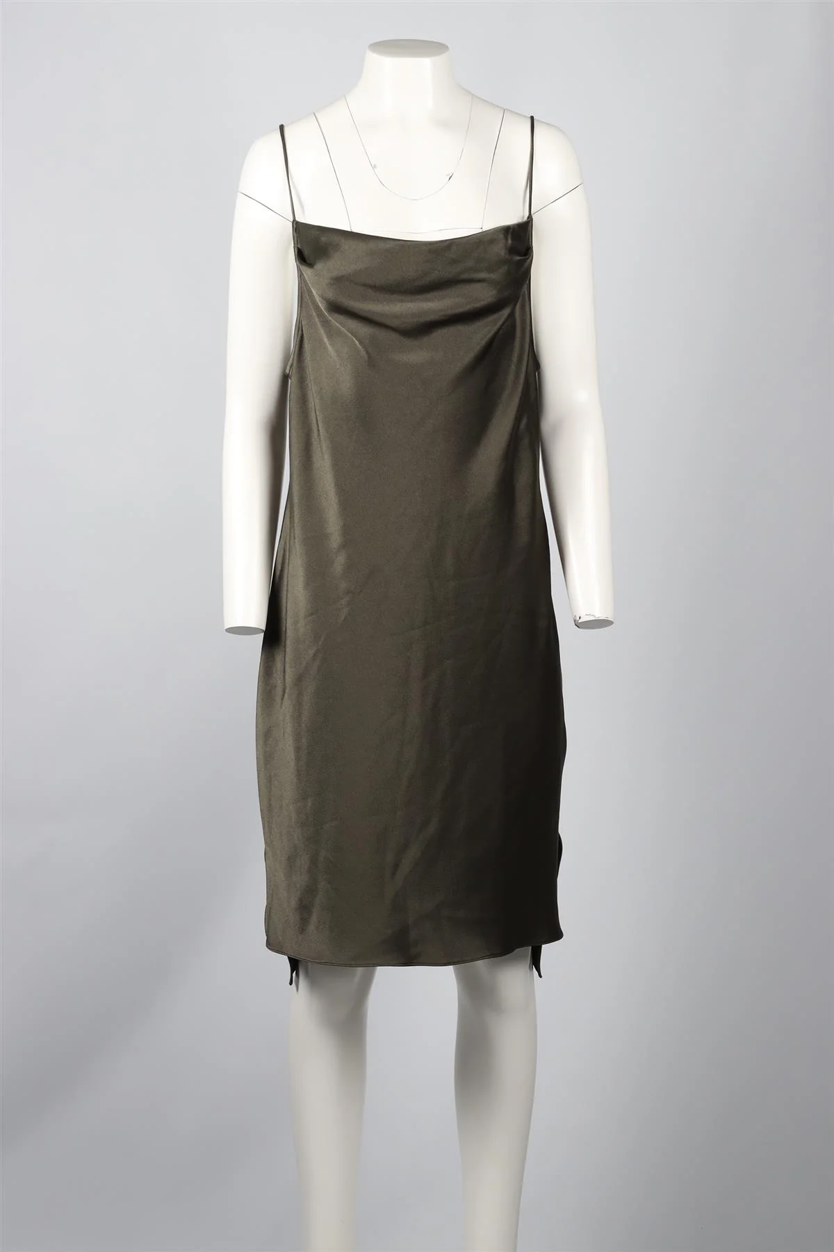 HALSTON HERITAGE GREEN SATIN MINI DRESS MEDIUM - Image 2