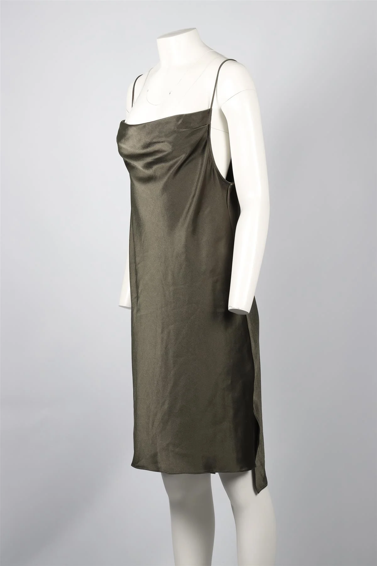 HALSTON HERITAGE GREEN SATIN MINI DRESS MEDIUM - Image 3
