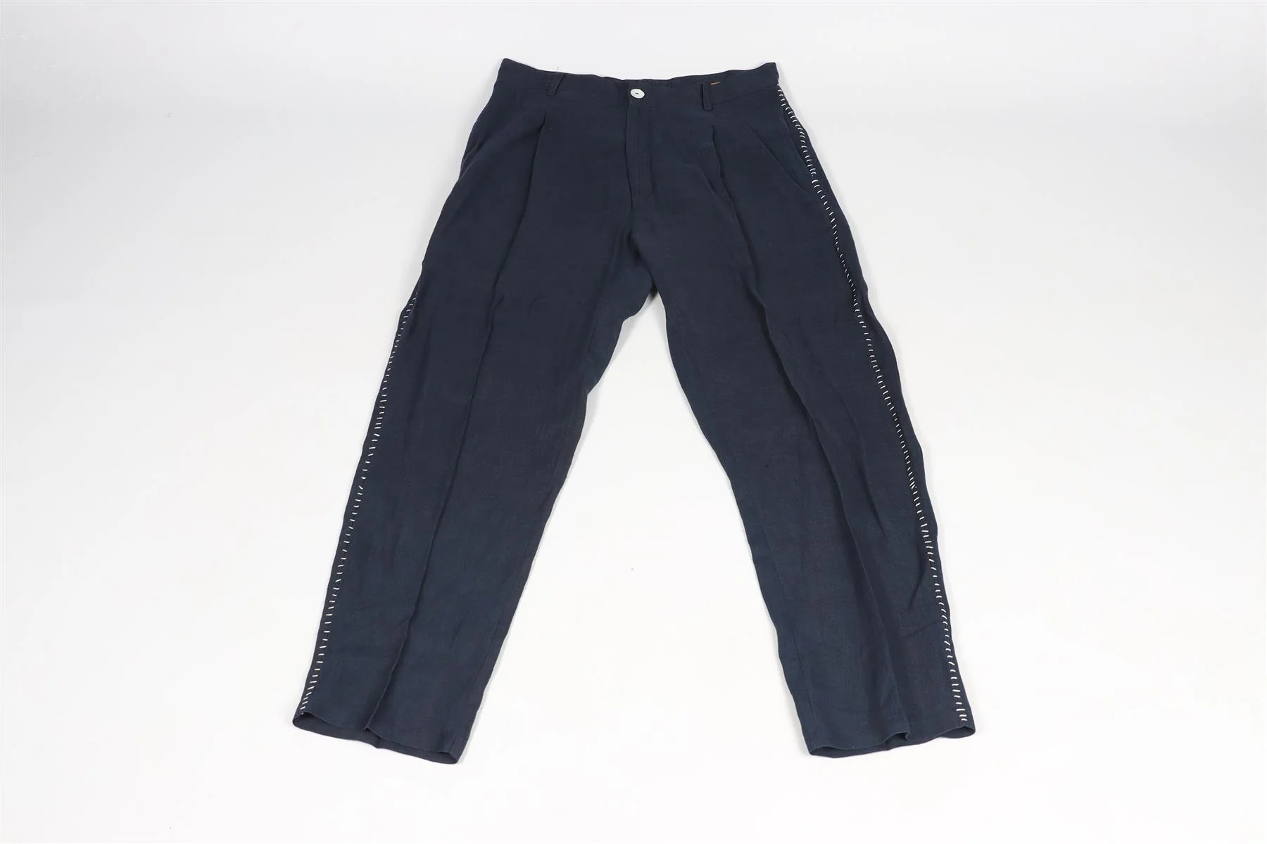 HARAGO NAVY MEN'S LINEN PANTS SMALL - Image 2