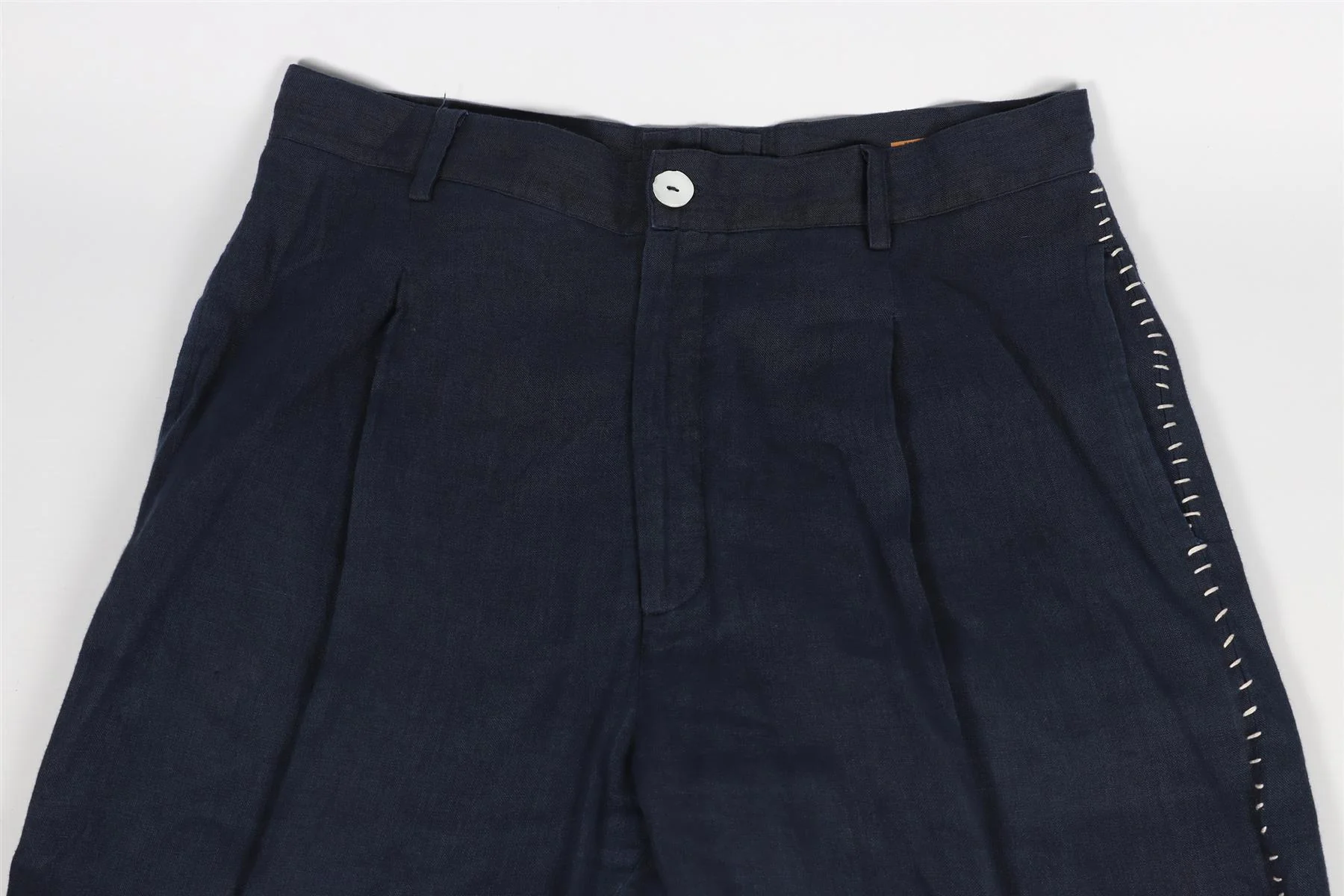 HARAGO NAVY MEN'S LINEN PANTS SMALL - Image 3