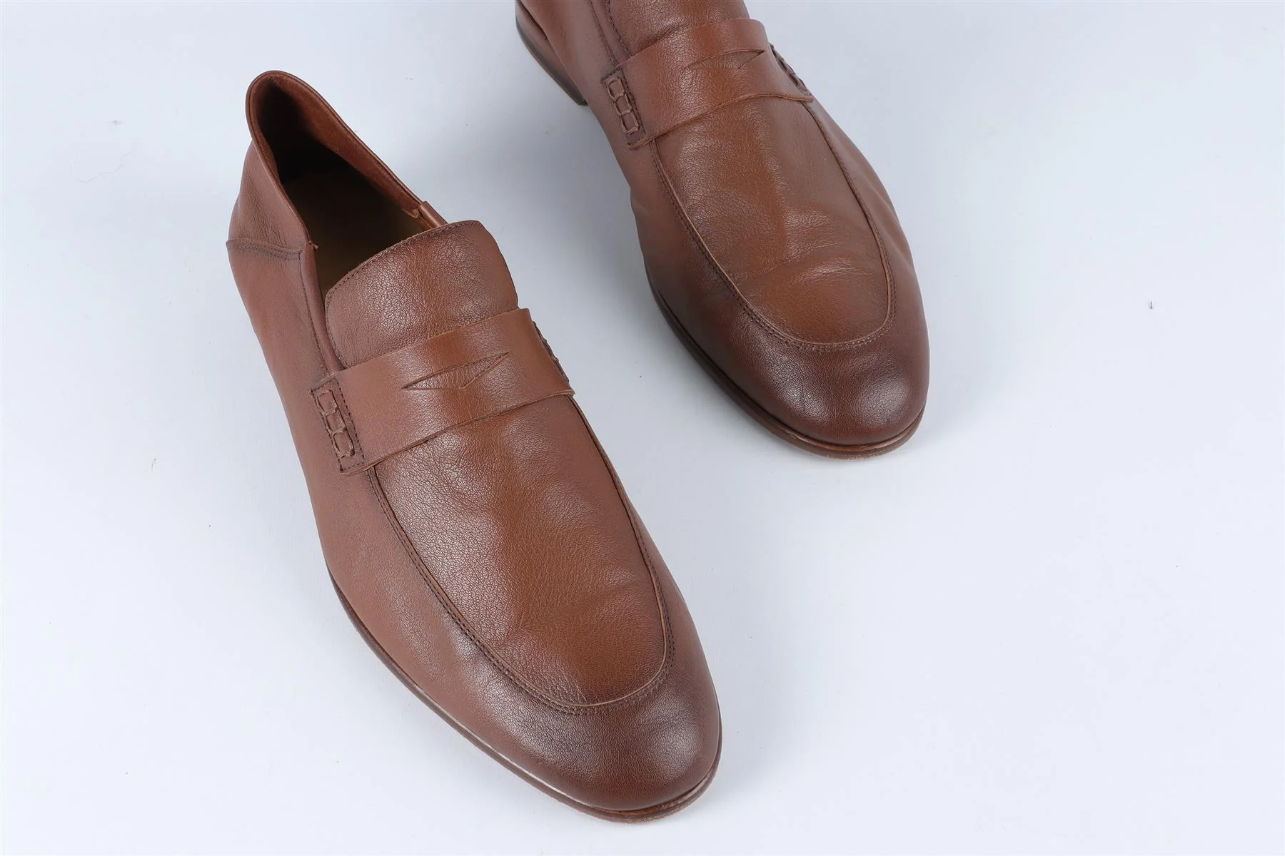 HARRYS OF LONDON BROWN MEN'S LEATHER LOAFERS UK 10 EU 44 US 11 - Image 4