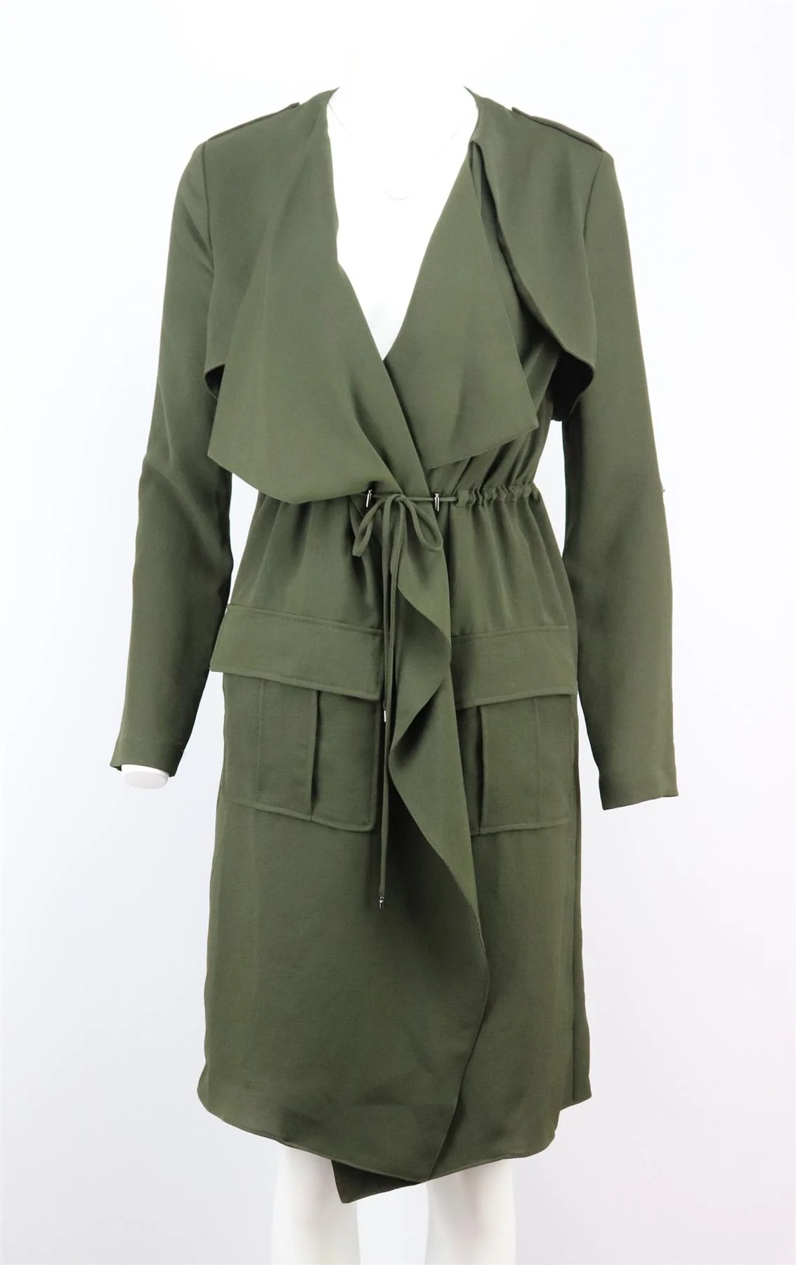 HAUTE HIPPIE ASYMMETRIC WOVEN TRENCH COAT SMALL - Image 2