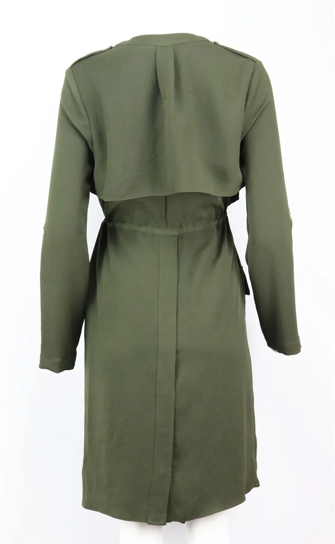 HAUTE HIPPIE ASYMMETRIC WOVEN TRENCH COAT SMALL - Image 4