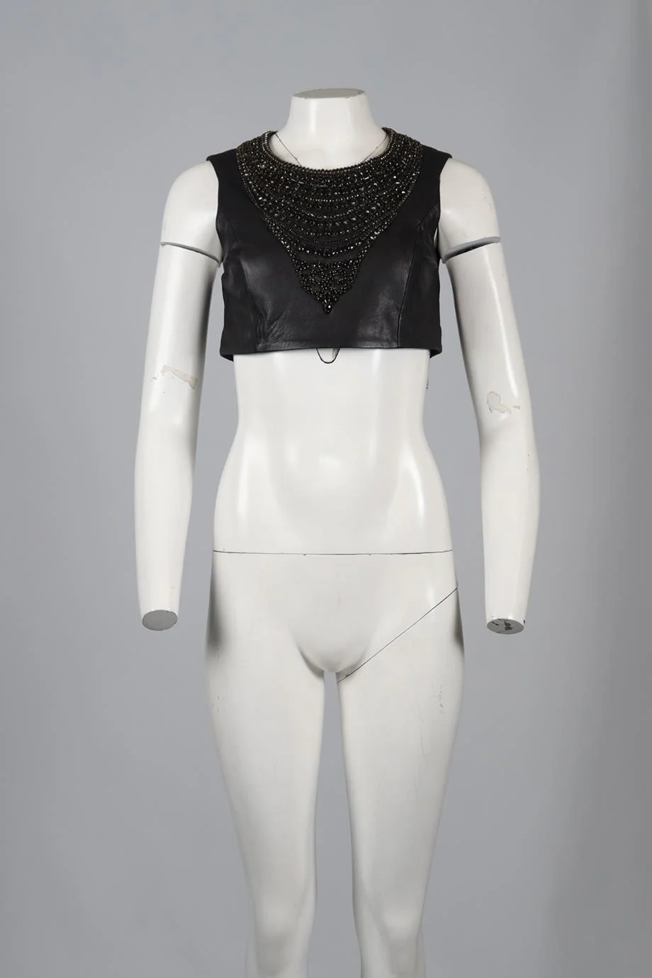HAUTE HIPPIE CROPPED LEATHER TOP SMALL - Image 2