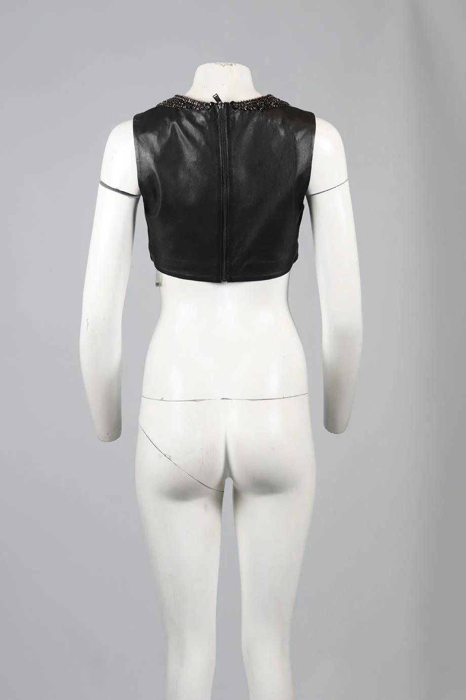 HAUTE HIPPIE CROPPED LEATHER TOP SMALL - Image 4