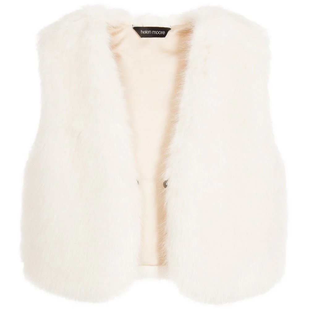 HELEN MOORE GIRLS ERMINE WHITE FAUX FUR WAISTCOAT GILET 4-6 YEARS - Image 3