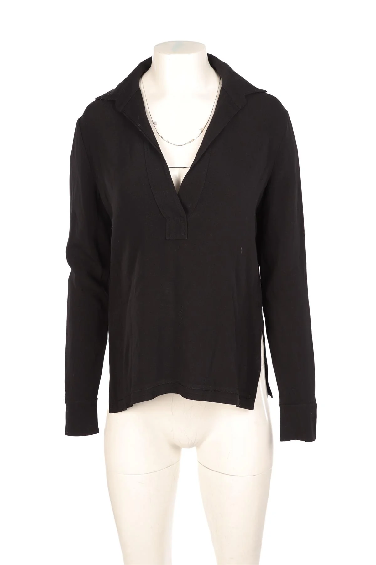 HELMUT LANG BLACK CREPE TOP MEDIUM - Image 2