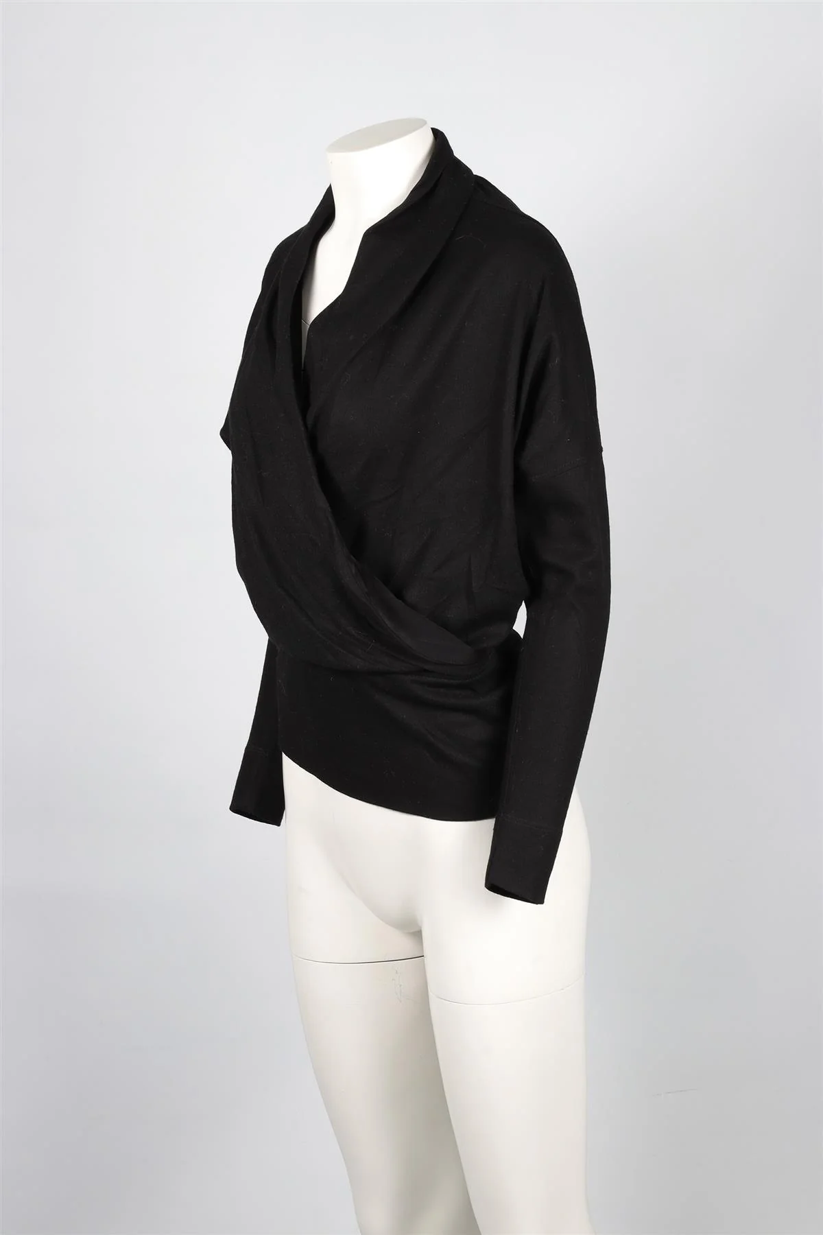 HELMUT LANG BLACK WOOL TOP XSMALL - Image 3