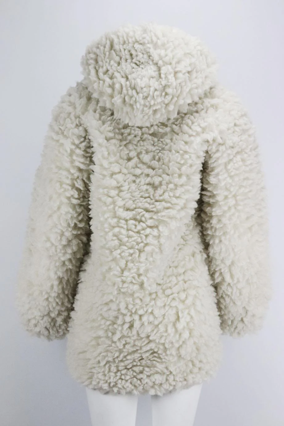 HELMUT LANG HOODED FAUX SHEARLING COAT XSMALL - Image 4
