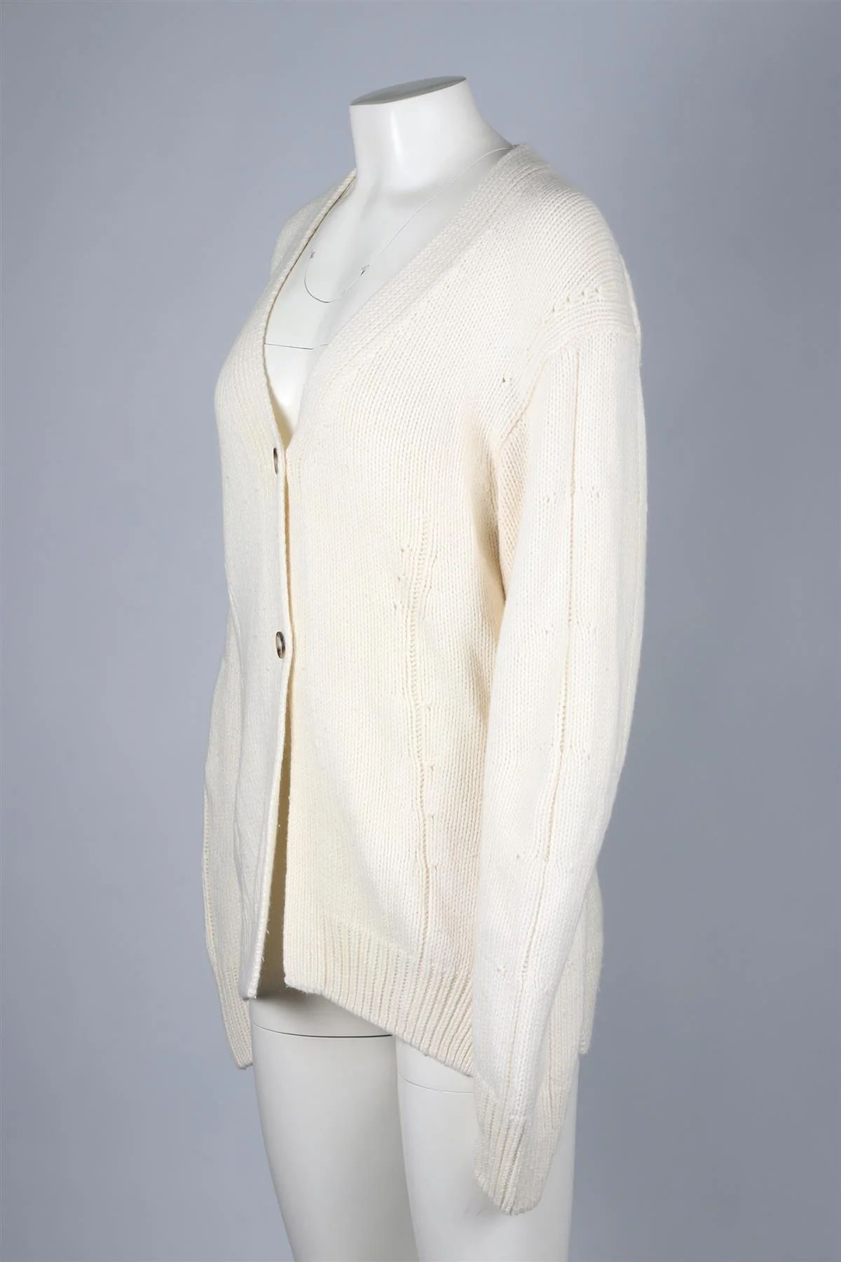 HELMUT LANG IVORY WOOL BLEND CARDIGAN LARGE - Image 3