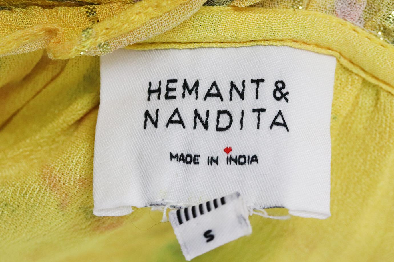 HEMANT AND NANDITA FLORAL PRINT COTTON VOILE MINI DRESS SMALL - Image 5