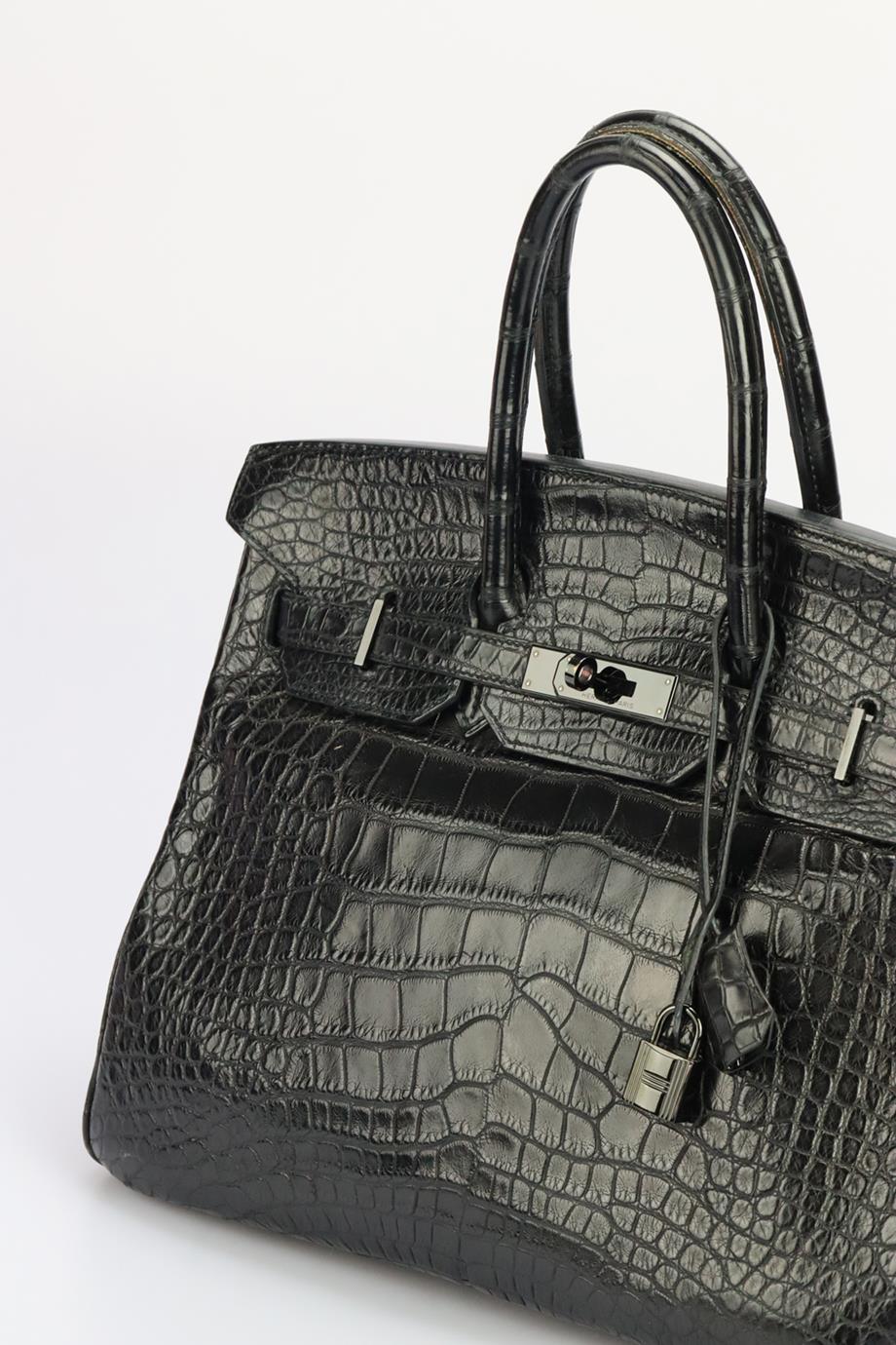 HERMÈS 2010 BIRKIN 35CM SO BLACK MATTE ALLIGATOR BAG - Image 3