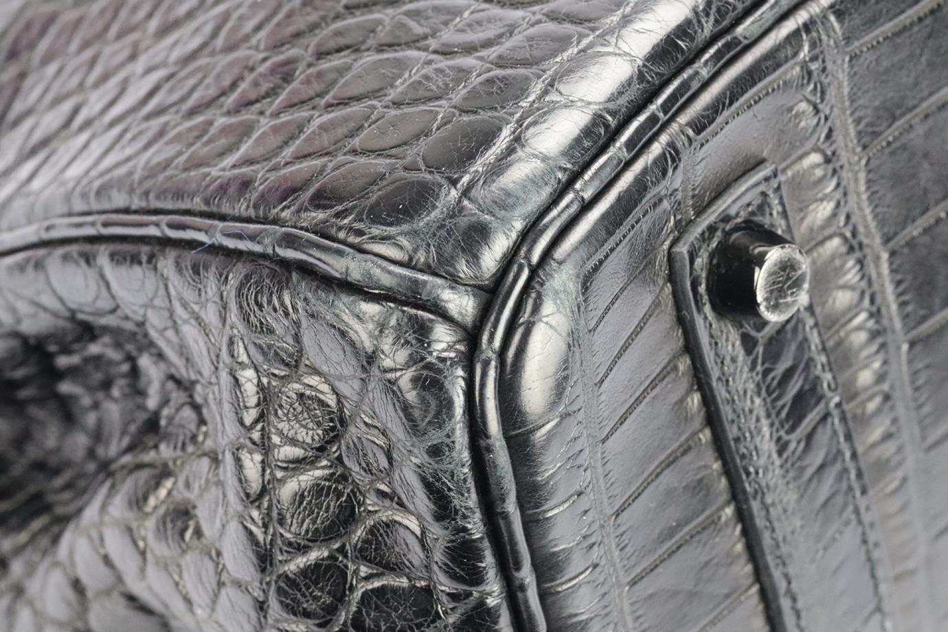 HERMÈS 2010 BIRKIN 35CM SO BLACK MATTE ALLIGATOR BAG - Image 8