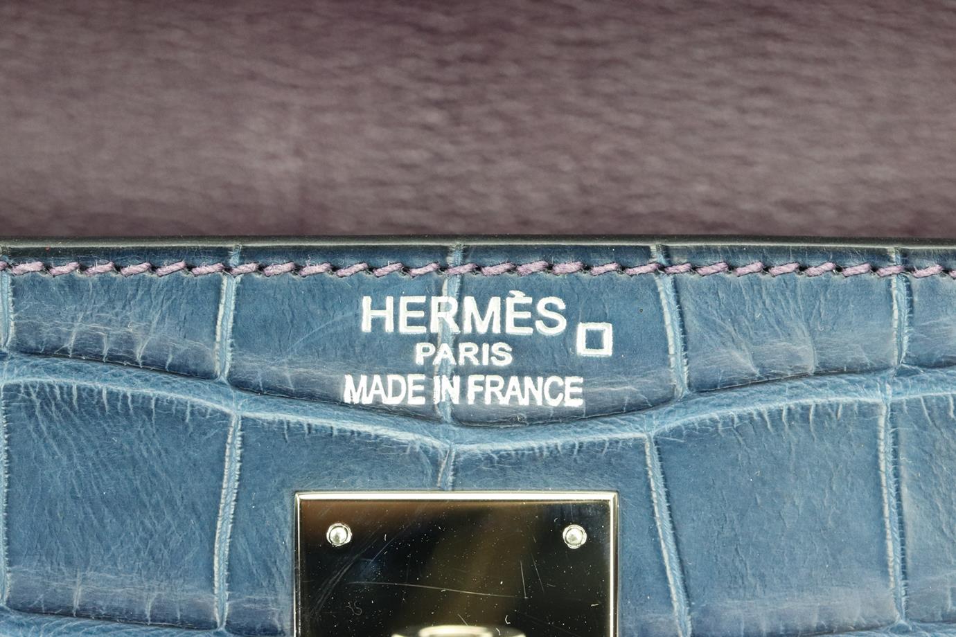 HERMÈS 2013 KELLY 35CM BI-COLOUR MATTE ALLIGATOR MISSISSIPPIENSIS LEATHER BAG - Image 9