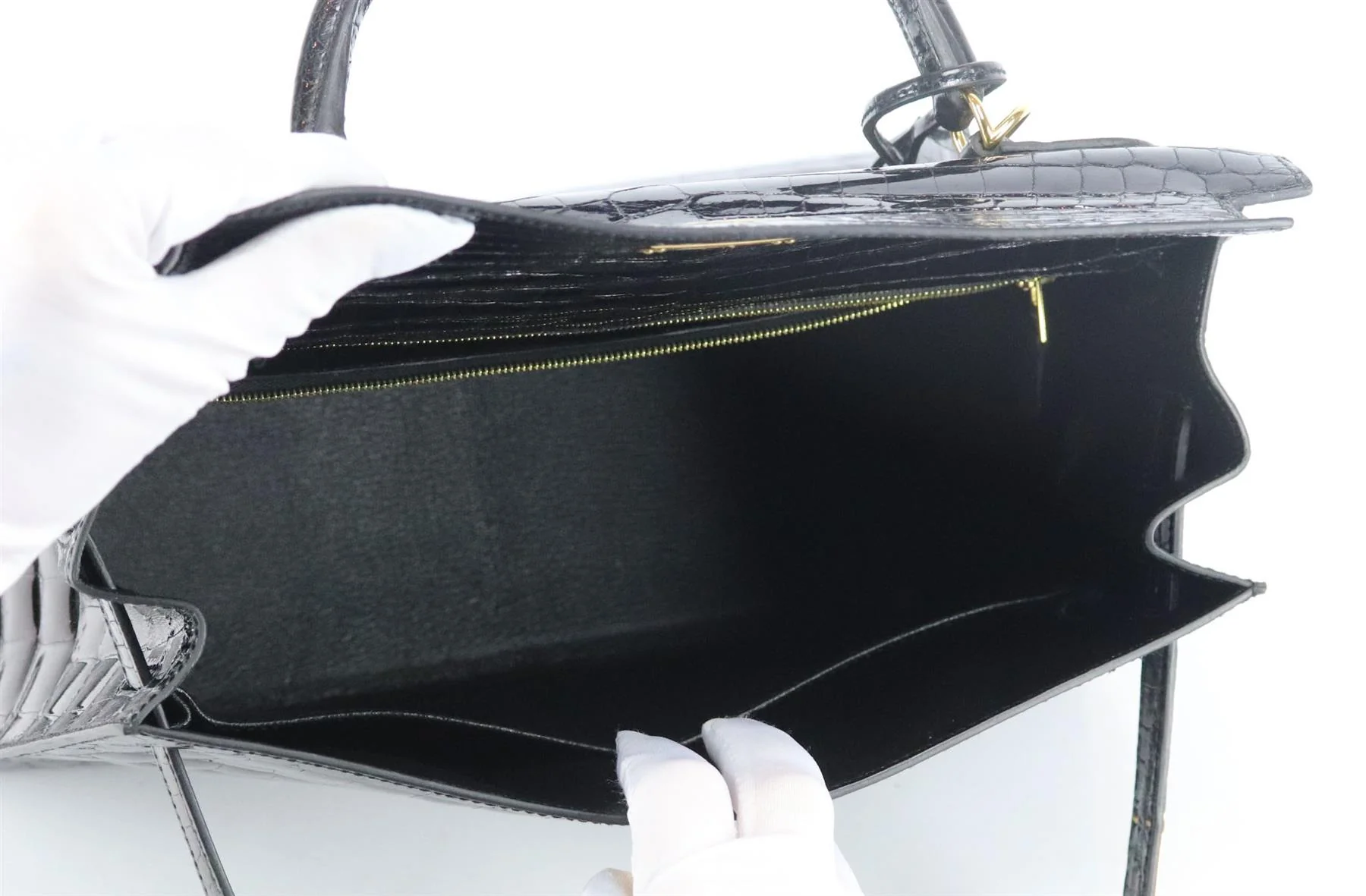 HERMÈS 2014 KELLY SELLIER 32CM POROSUS CROCODILE LEATHER BAG - Image 7