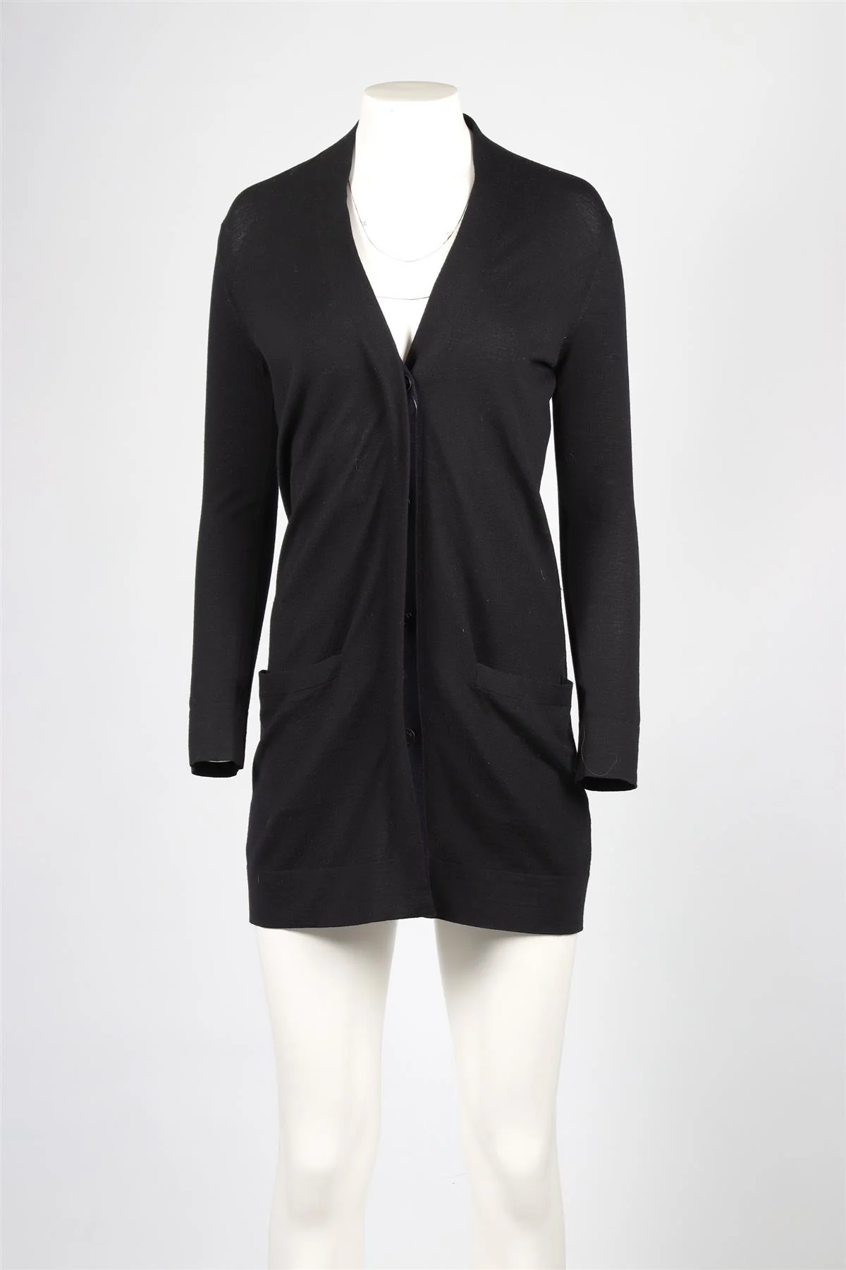 HERMÈS BLACK WOOL CARDIGAN FR 36 UK 8 - Image 2