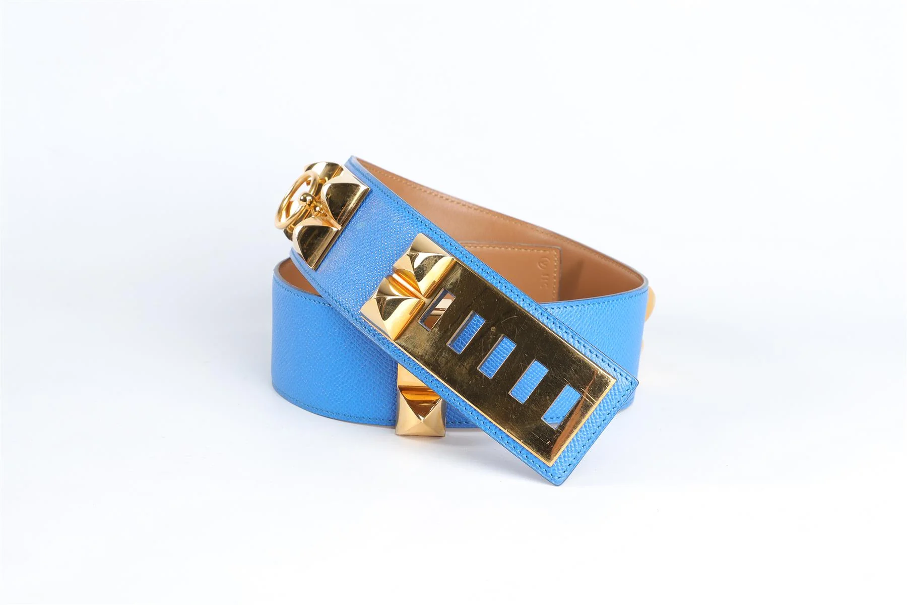 HERMÈS BLUE 1992 COLLIER DE CHIEN EPSOM LEATHER WAIST BELT - Image 4