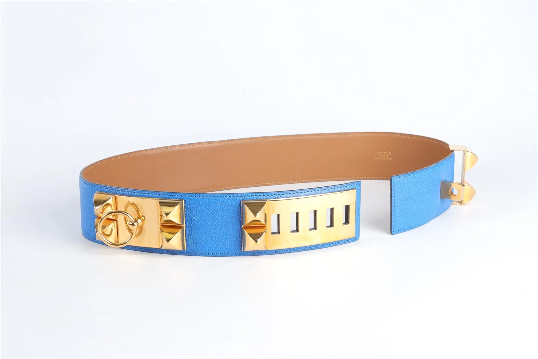 HERMÈS BLUE 1992 COLLIER DE CHIEN EPSOM LEATHER WAIST BELT - Image 5