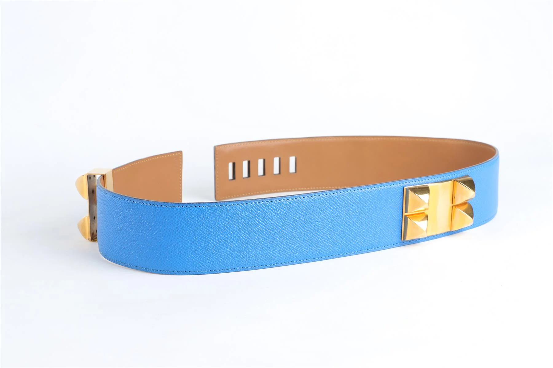 HERMÈS BLUE 1992 COLLIER DE CHIEN EPSOM LEATHER WAIST BELT - Image 7