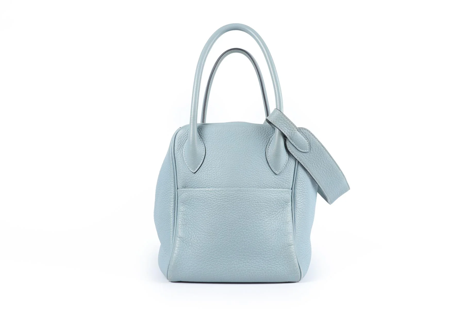 HERMÈS BLUE 2009 LINDY 34CM CLEMENCE LEATHER BAG IN BLUE CIEL - Image 6