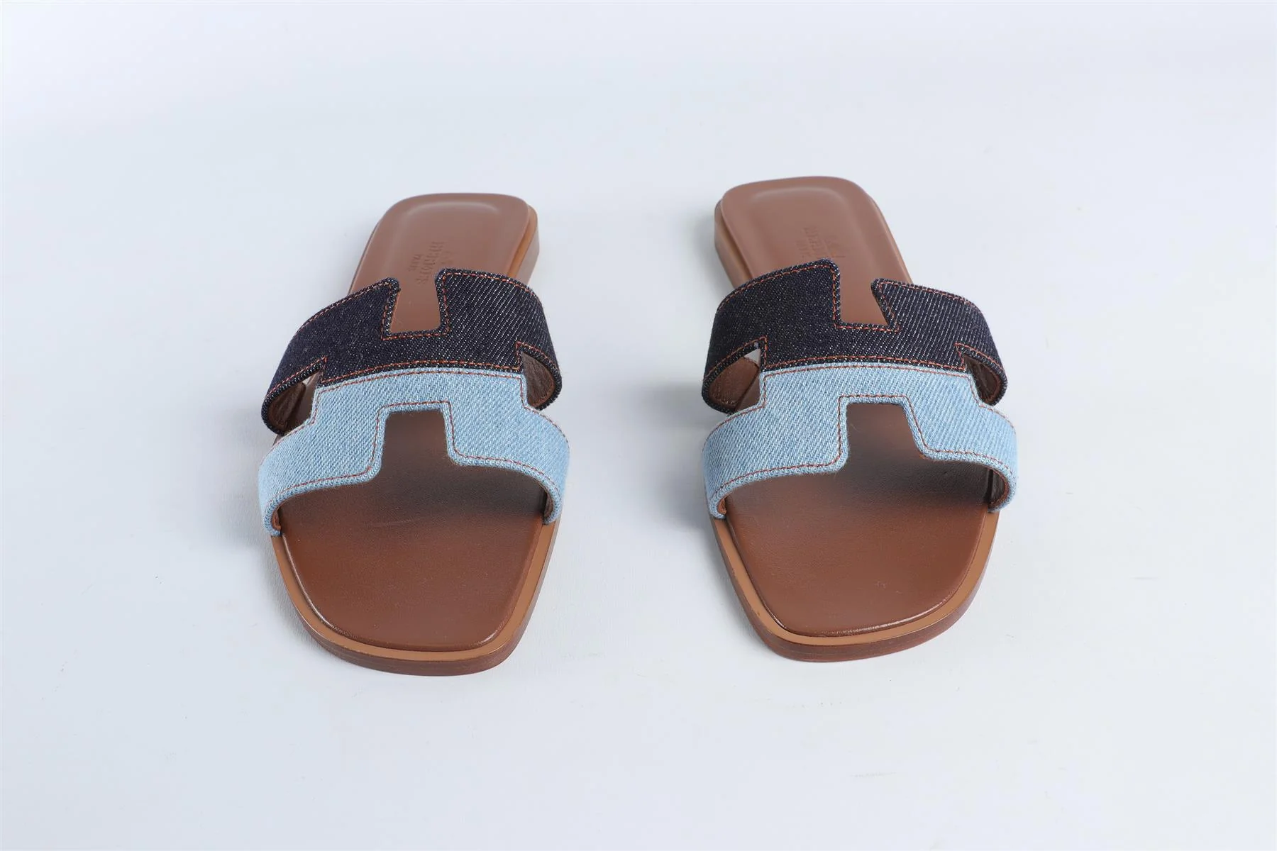 HERMÈS BLUE ORAN DENIM SANDALS EU 38 UK 5 US 8 - Image 3