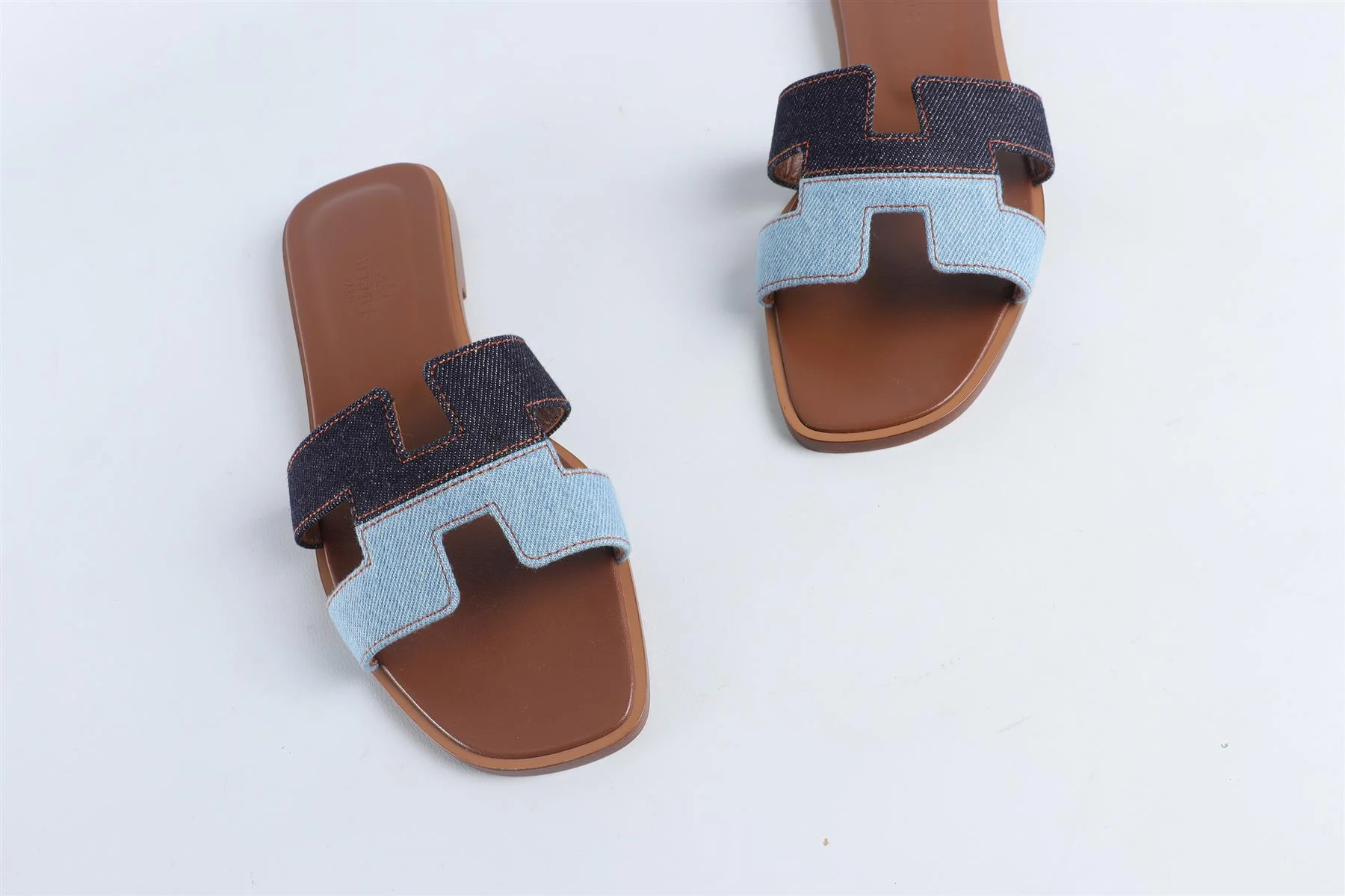 HERMÈS BLUE ORAN DENIM SANDALS EU 38 UK 5 US 8 - Image 4
