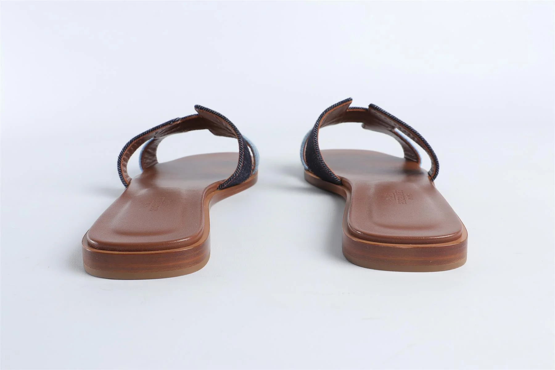 HERMÈS BLUE ORAN DENIM SANDALS EU 38 UK 5 US 8 - Image 5