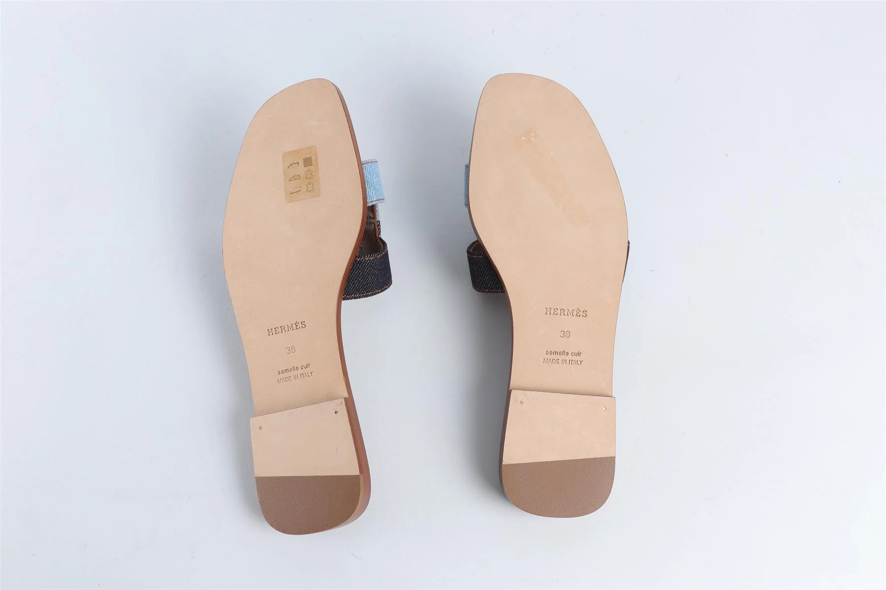 HERMÈS BLUE ORAN DENIM SANDALS EU 38 UK 5 US 8 - Image 6