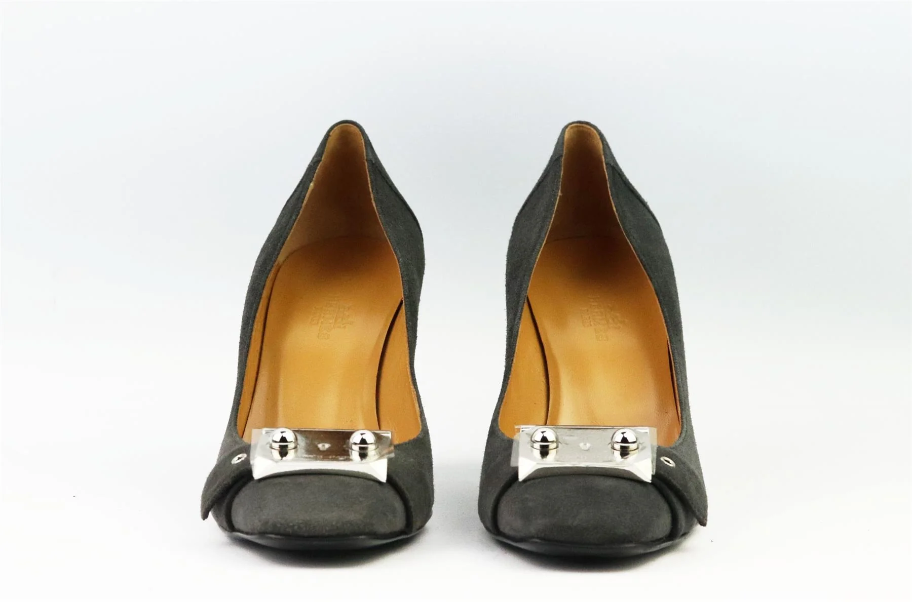 HERMÈS BUCKLED SUEDE PUMPS EU 37.5 UK 4.5 US 7.5 - Image 3