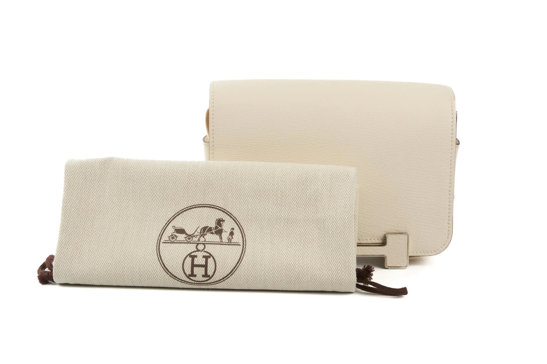 HERMÈS CREAM 2022 GETA CHEVRE LEATHER SHOULDER BAG IN NATA - Image 11