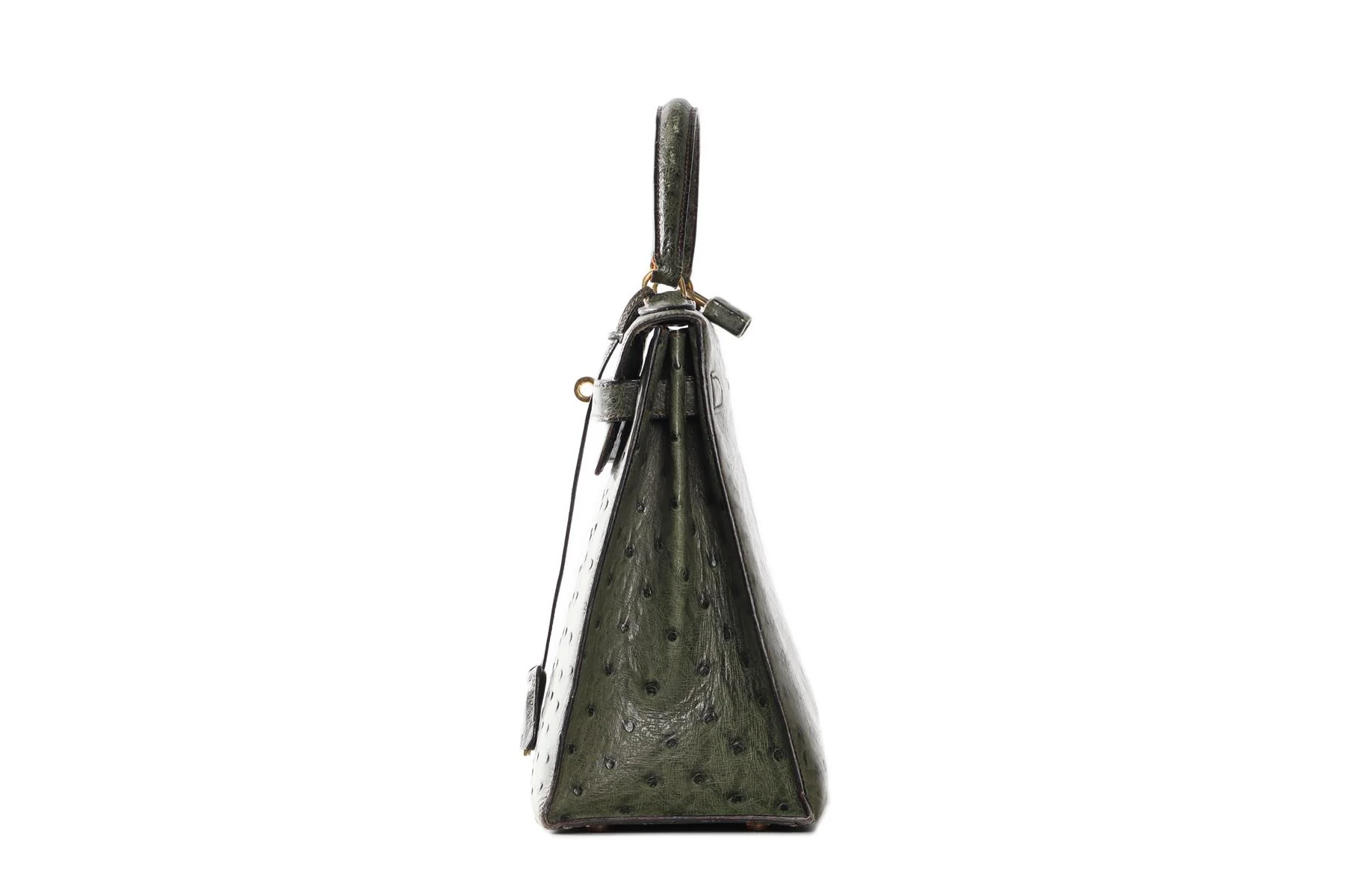HERMĂS GREEN 1981 KELLY 32CM OSTRICH BAG IN VERT OLIVE - Image 6